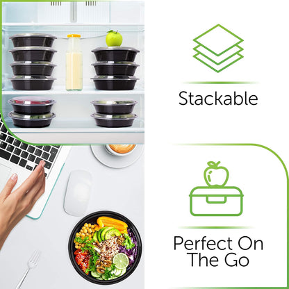 [30 Pieces] 1-Compartment Meal Preparation Tray with Lid - Containers Reusable, Microwave Safe, Dishwasher Safe - Meal Tray Lunch Box Airtight Lid Closure
