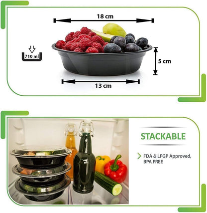 [30 Pieces] 1-Compartment Meal Preparation Tray with Lid - Containers Reusable, Microwave Safe, Dishwasher Safe - Meal Tray Lunch Box Airtight Lid Closure