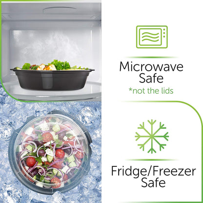 [30 Pieces] 1-Compartment Meal Preparation Tray with Lid - Containers Reusable, Microwave Safe, Dishwasher Safe - Meal Tray Lunch Box Airtight Lid Closure