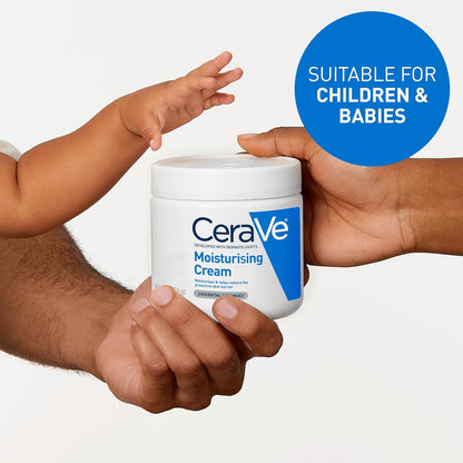 Moisturising Cream, Face & Body, with 3 Essential Ceramides & Hyaluronic Acid for Dry to Very Dry Skin, Developed with Dermatologists, Fragrance-Free, 454G/16Oz